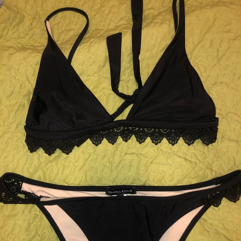 Pacsun Black crochet flirty bikini set - black